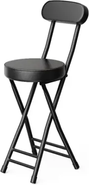 Folding Stool,Cushioned Padded Folding Bar Stool,24Inch Black Height Heavy Duty