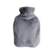 [10PCS] 1000ml Thickened Hot Water Bottle, Washable Plush Cloth Cover, Water-Filled PVC Inner Tank Hand Warmer - Dark Grey