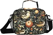 Bird Floral Pattern Insulated Lunch Box for Women Men - Ideal for Work, Picnics - Includes Adjustable Shoulder Strap