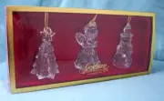 Gorham Crystal Christmas Ornament Set Tree Angel Snowman 2.5"
