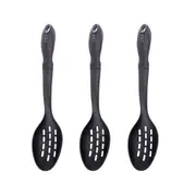 3PK Edge Design Nylon Slotted Spoon Home/Kitchen Cooking Utensil 35cm Black