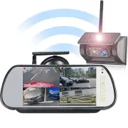 Digital Wireless 7" Mirror Monitor QUAD DVR Solar Battery Power Backup Camera