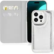 Kate Spade New York Wallet Folio iPhone 16 Pro Case - Compatible with Wireless Charging - 12ft Drop Protection - Metallic Silver
