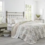 [Laura Ashley] Bedford Cotton Reversible Quilt, King, Mocha