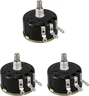 3X WX050 10K Ohm 5W 6mm Round Shaft Rotary Wire Wound Potentiometer Black+Silver