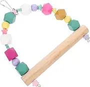 Mipcase Funny Bird Toys for Parrots Wooden Swing Perch Stand for Parakeet Cage