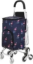 Foldable Shopping Cart for Groceries with Wheels, Grocery Cart with Waterproof Removable Bag, Portable Compact Trolley for Women(Blue,with Stool)