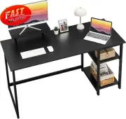 100CM Computer Desk with Monitor Stand & Adjustable Shelves - Black