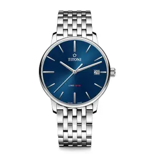 【TITONI 梅花錶】LINE1919 T10自製機芯 百年經典紀念機械腕錶-海軍藍/ 40mm(83919 S-612)