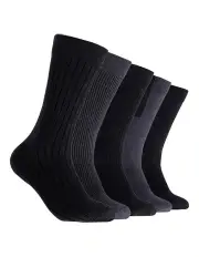 [Mitch Dowd] Plain Cotton Crew Socks 5 Pack in Navy
