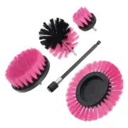 Drill Brush Set(5 Pcs) All-Purpose Cleaning Scrubber, with Extension Shaft, Pink