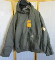 NWT Carhartt Loose Fit Gray Duck Lined Zip Hoodie Jacket Coat Men's Size 2XL