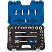 Draper Expert Metric Imperial Socket Set 1/2"D 41 Piece 6 Point Chrome 16453