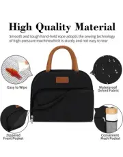 Coobiiya Lunch Box Bag for Women Adults Men, Reusable Cute A-black
