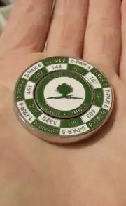 NEW PRG Duo Magnetic Metal & Enamel Yardage Golf Ball Marker CHASKA TOWN COURSE