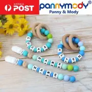 Personalised Dummy Clip Soother Clip Teether Rattle with Name Shower Gift