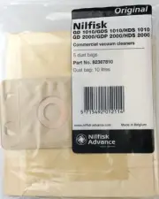 5 x Nilfisk GD1000, GD1010, GD2000 Vacuum Cleaner Bags (82367810)
