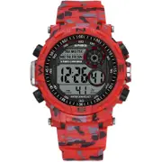 Sport Men Watch Waterproof Luminous Date Week Display Camouflage Outdoor Digital Watch RED COLOUR