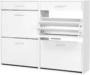 Artiss Shoe Cabinet with 4 Flip Drawers, 36 Pairs Shoe Storage Cabinet Organiser, Free Standing Shoe Shelf Footwear Organizer for Bedroom Closet Hallway Entryway, White