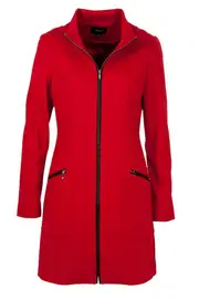 Faux Leather Trimmed Ponti Jacket--PING-335400