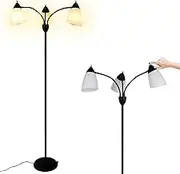 FIRVRE 3-Light Multi Head Floor Lamp Tall Pole Standing Lamp Modern Reading Lamp with Adjustable Arms PVC White Shades for Study Living Room Bedroom Kids RoomPlug in