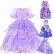 Encanto Fairytale Princess Isabela Madrigal Flower Girl Dress Theme Party Costume Tulle Dresses Girls' Movie Cosplay Rosy Pink Blue Fuchsia Dress Halloween Car