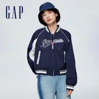 在飛比找momo購物網優惠-【GAP】女裝 Logo立領棒球外套-海軍藍(888453)