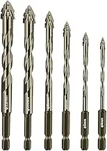 6pcs Four-Flute Sawtooth Eccentric Drill Bit,Four Edged Serratedeccentric Drill Bit, Hoome Drill Bit Set for Hit Brick,Tile,Masonry,Glass,Concrete Drill Bit,High Hardness Four Edged Serrated Drill