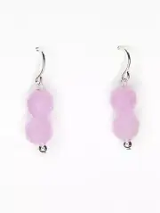 Kunzite Purple Lavender 8mm Gemstone Ball Earrings .925 Sterling Silver 1.25"