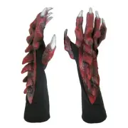 Red Dragon Claws Hands Adult Halloween Costume Gloves