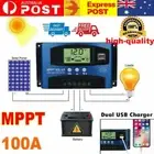 100A MPPT Solar Panel Regulator Charge Controller 12V/24V Auto LCD Dual USB AU2