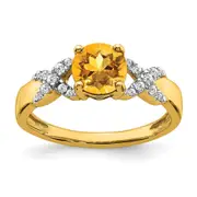 Solid 14k Two-tone Simulated Citrine and CZ Ring