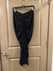 Rick owens black gathered midi skirt sz 44 (item B5)