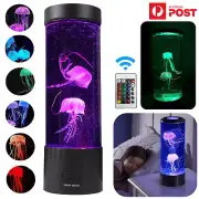 LED Jellyfish Lamp Aquarium Tank Lava Mood Night Light Color Changing Remote USB
