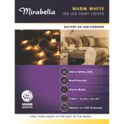 Mirabella 100 Warm White Battery Operated Sound Sensitive Fairy Lights