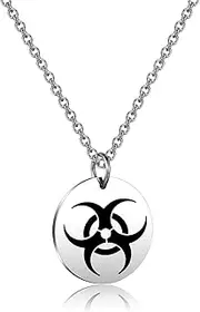 [WUSUANED] Funny Warning Symbol Necklace Zombie Nuclear Jewelry Biology Science Gift Chemical Safety Gift
