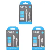 3PK Core USB-C to Type-C Cable Phone Charging Cord 1m For Samsung iPhone White