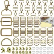100 PCS 3 Colors Hardware Buckles Kit including D-Ring, Triangle Slide Square