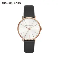 在飛比找Yahoo奇摩購物中心優惠-Michael Kors Pyper 時刻閃耀黑色真皮女錶 