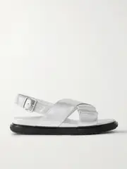 [Marni] Marni - Fussbett Metallic Leather Slingback Sandals - Silver - IT37 IT 37 Silver