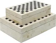 Sagebrook Home Resin S/2 Checkered Boxes, Black/White