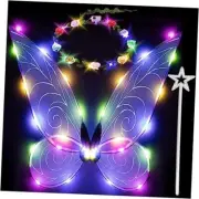 3pcs Light up Fairy Wings for Adults,LED Butterfly Wings for White/Color Light