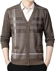 [Mkjuuior] Vintage Men Knitted Sweaters Men's Casual Button Up Cardigans Jackets