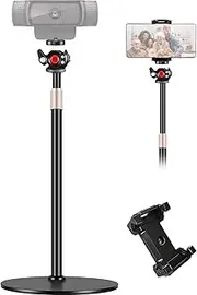 Webcam Stand for Desk, Raise Height Desktop Stand with Adjustment for Logitech Webcam C920 C922 BRIO,360°Rotatable Ballhead Desktop Tripod for Live Streaming/Video Calling with 1/4" Thread