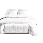 1000TC Silk Satin Single/KS/Double/Queen/King/SK Size Bed Cover Set White