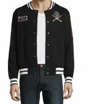 Men's Star Wars Black Varsity Bomber Jacket Darkside Snap Closure Size: L NWTs