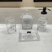 4pc BELLA LUX Bathroom Set Dr Apothecary Jar Soap Dispenser Toothbrush NEW