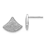 14k White Gold Real Diamond Fancy Post Earrings
