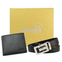 在飛比找momo購物網優惠-【DRAKA 達卡】黃金禮盒 真皮皮夾+自動皮帶-6012(