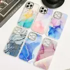 For iPhone 16E 16 15 Samsung S25 S24 S23 Plating Marble IMD Case Phone Cover Hot